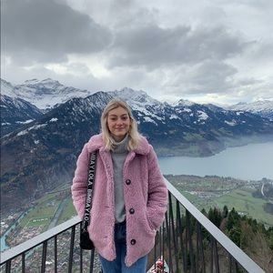 Topshop pink fluffy structured coat